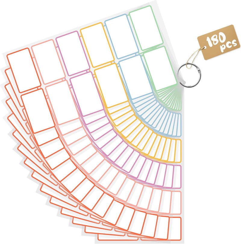 PPB Dry Erase Labels Sticky Notes for Containers, Reusable Waterproof Removable Stickers for Storage Bins, Freezer, Kitchen, Classroom, Whiteboard, All Purpose Use (1.2”x 2”, Multicolor, 180 Dots) - Image 1